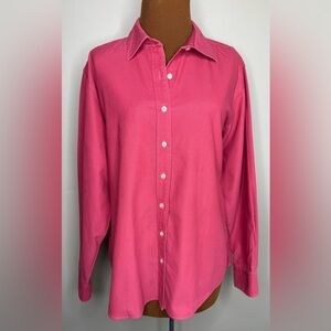 Lands' End Vibrant Pink Corduroy Casual Shirt Long Sleeve Size Large
